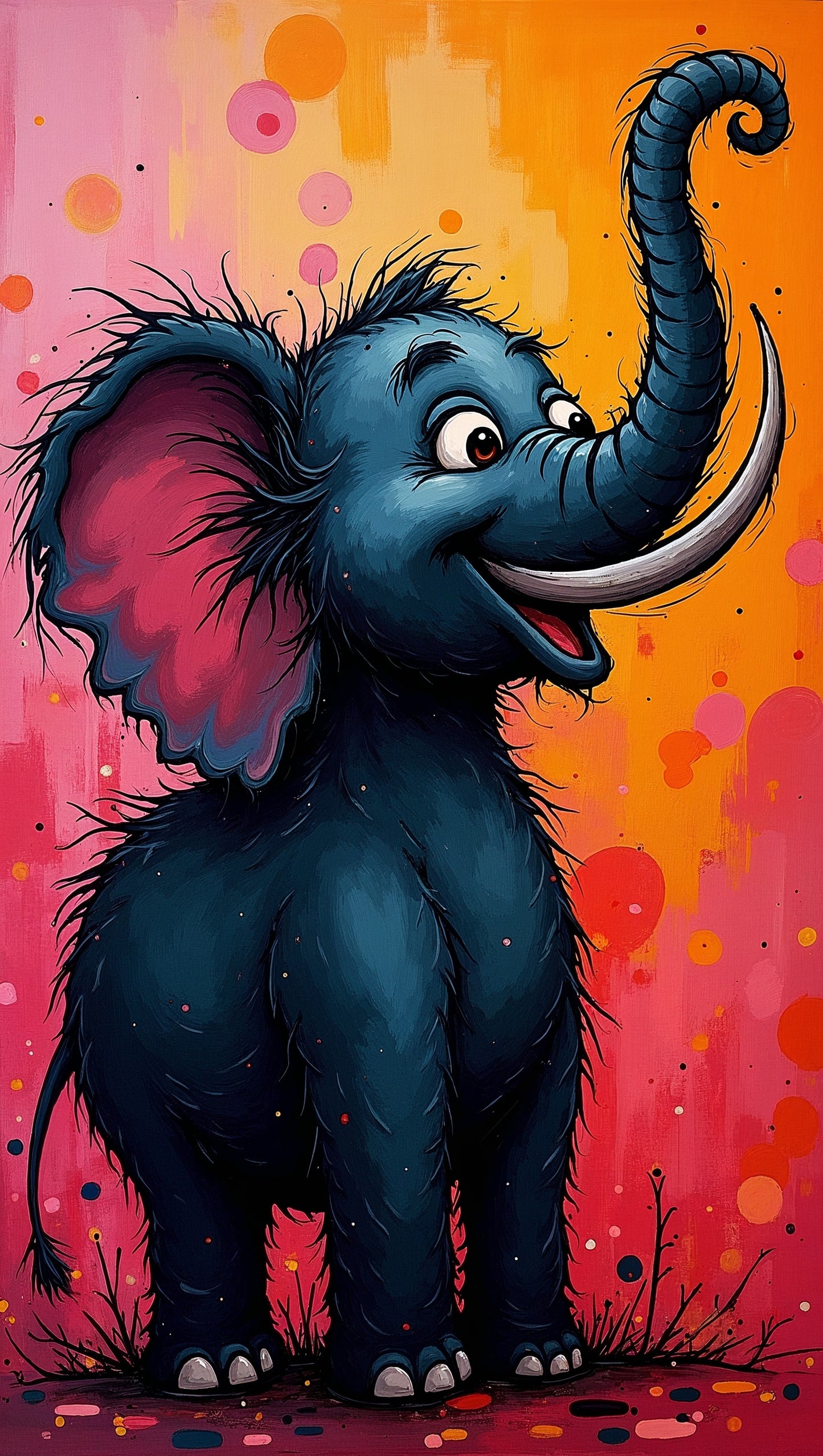 Éléphant Expressif dans un Monde Coloré | Jean-Pierre Prieur - Mystic Art