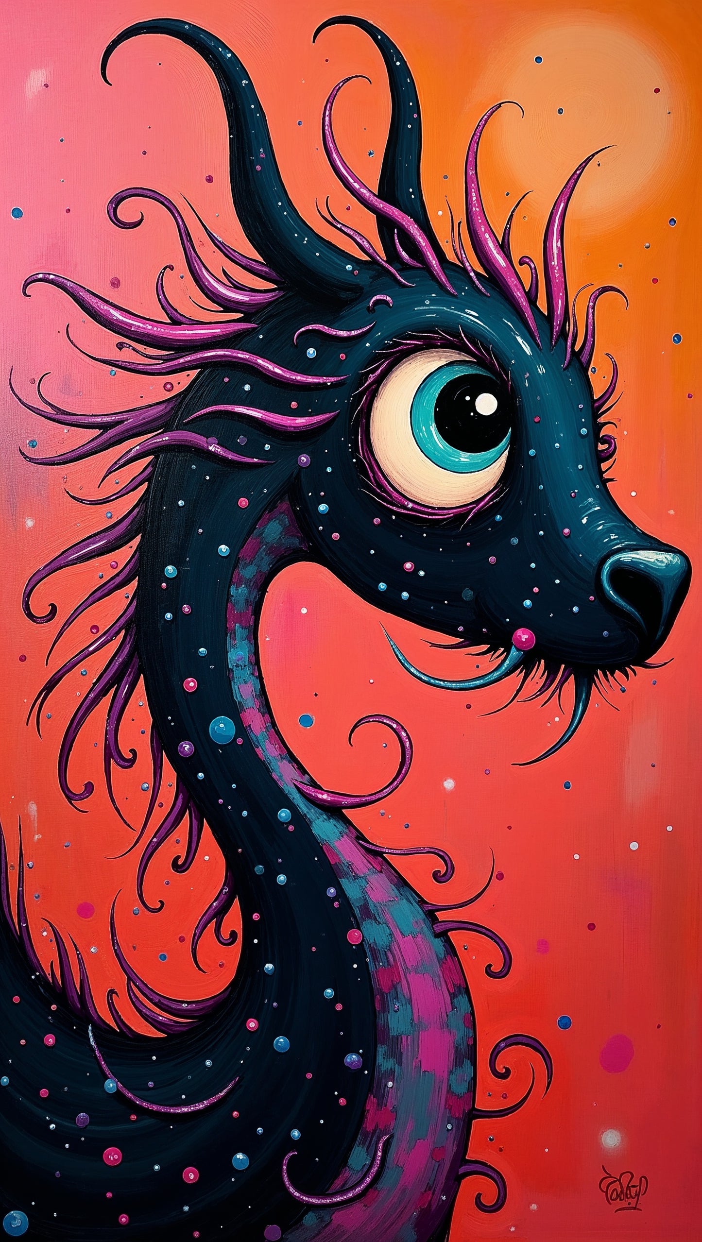 Fantasy Creature with Purple Horns and Scales | Fantasy Art