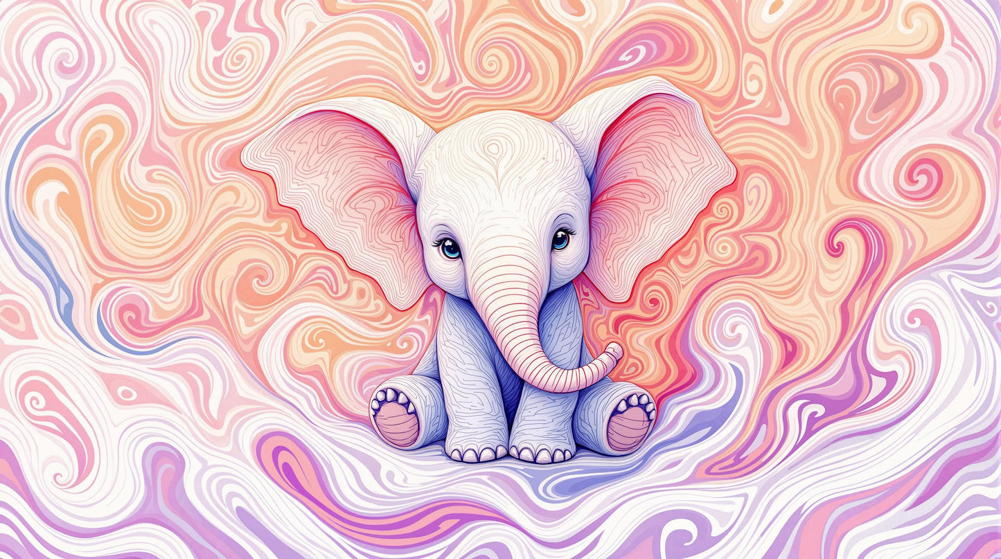 Illustration : Douceur d’un éléphant coloré
