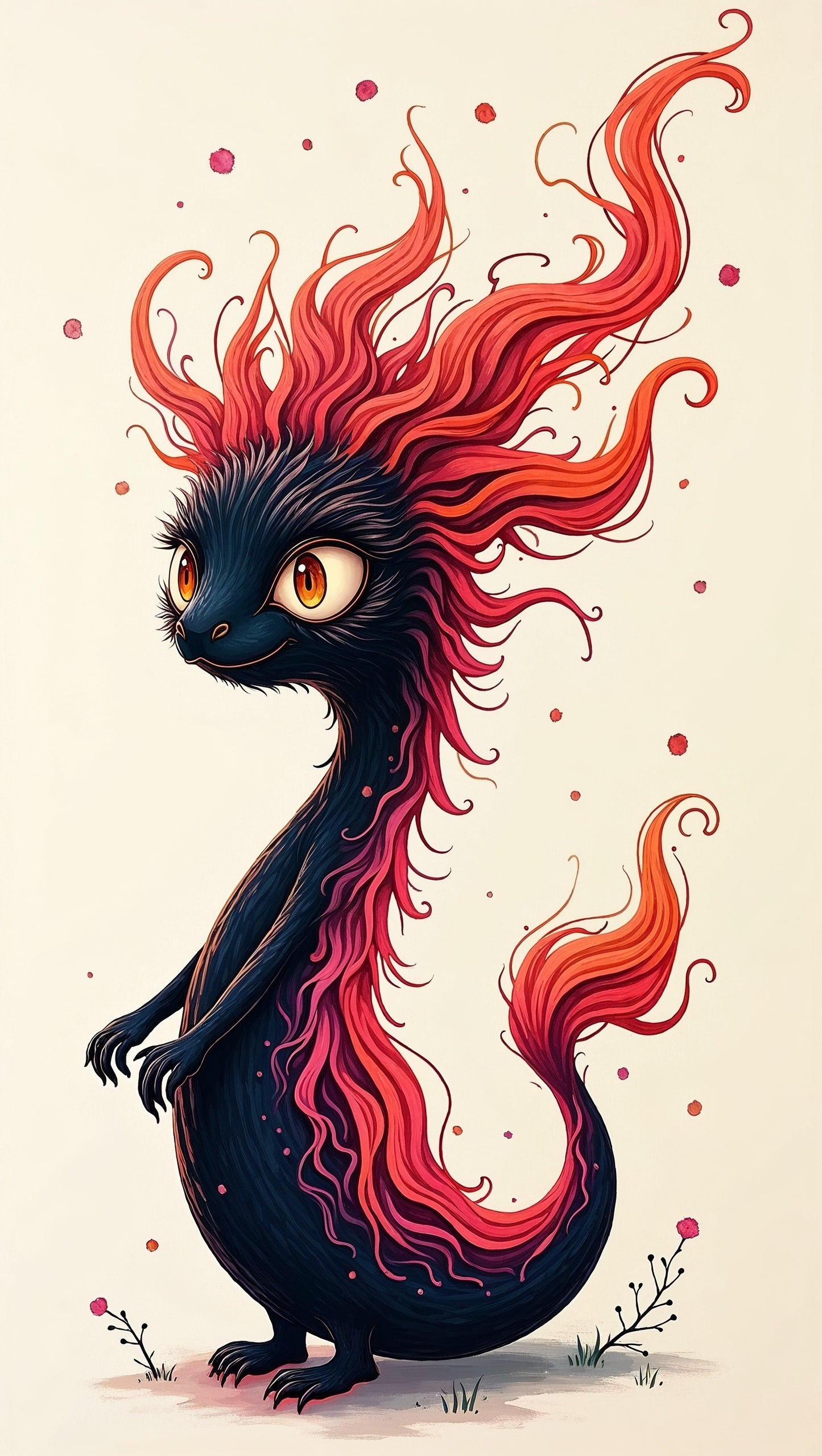 Créature Mystique aux Teintes Rouge et Orange | Fantasy Art