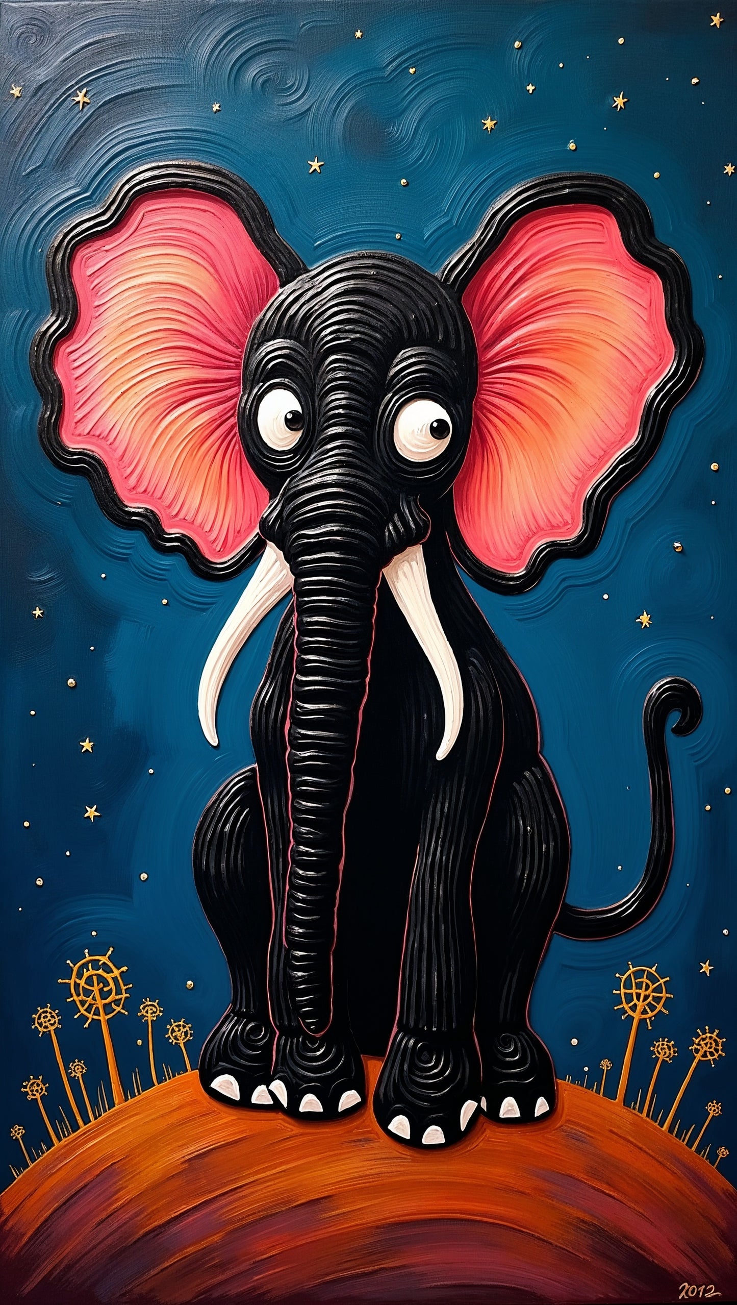 Éléphant Fantaisie sous un Ciel Étoilé | Jean-Pierre Prieur - Mystic Art