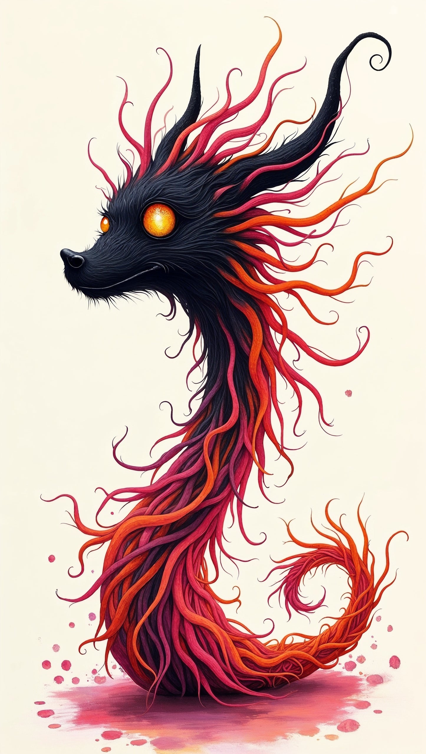 Créature Fantasmagorique au Regard de Feu et Flammes | rêves ou cauchemars - Mystic Art