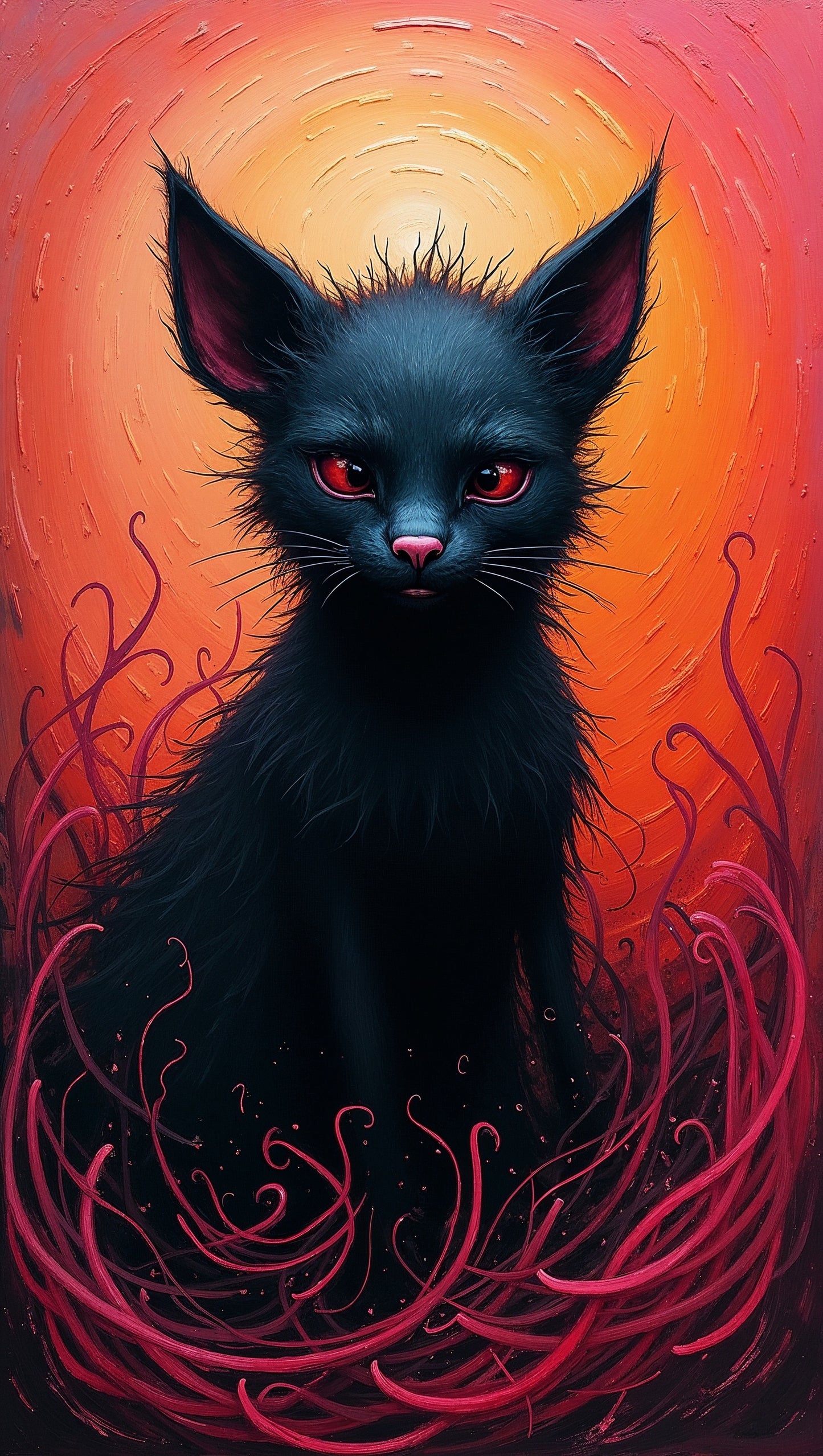 Chat Sombre aux Yeux Enflammés | Jean-Pierre Prieur