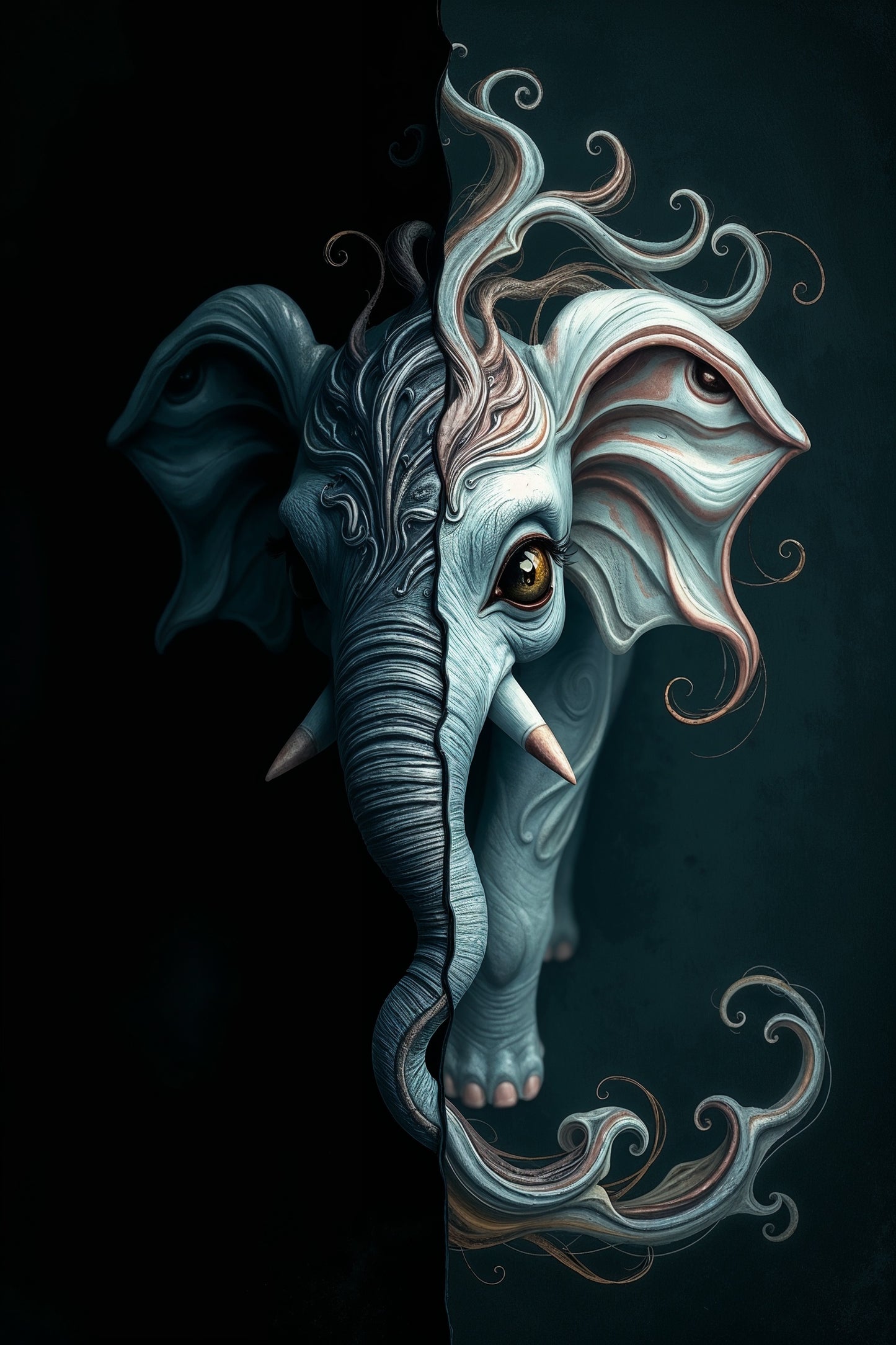 Illustration : Dualité d'un éléphant mystique