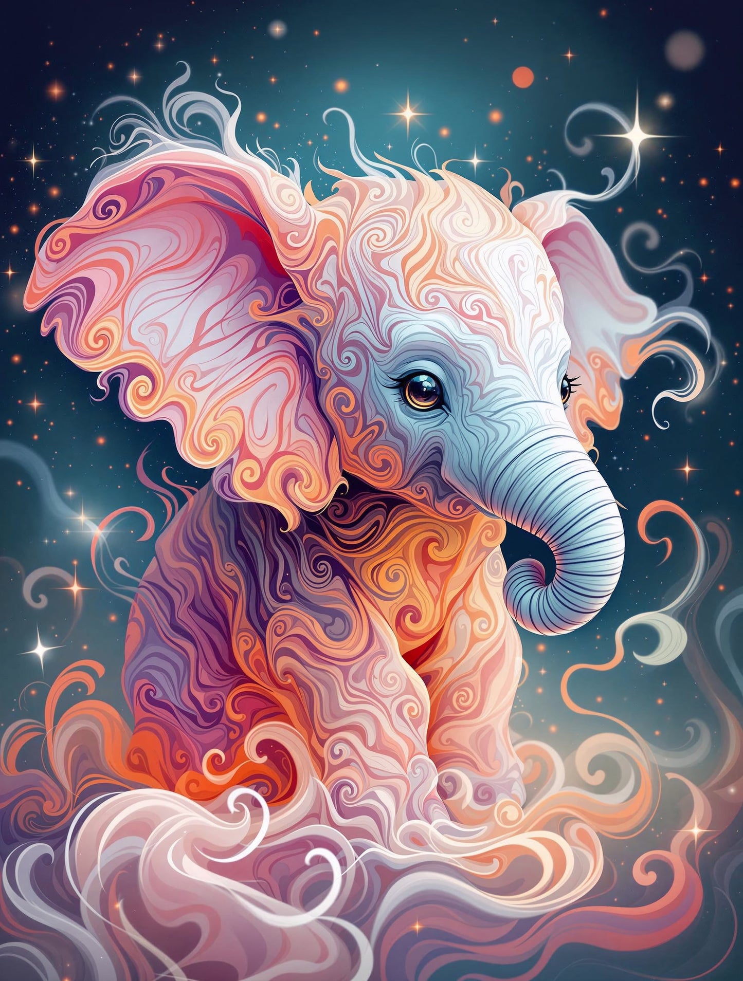 Élégance Colorée de l'Éléphant