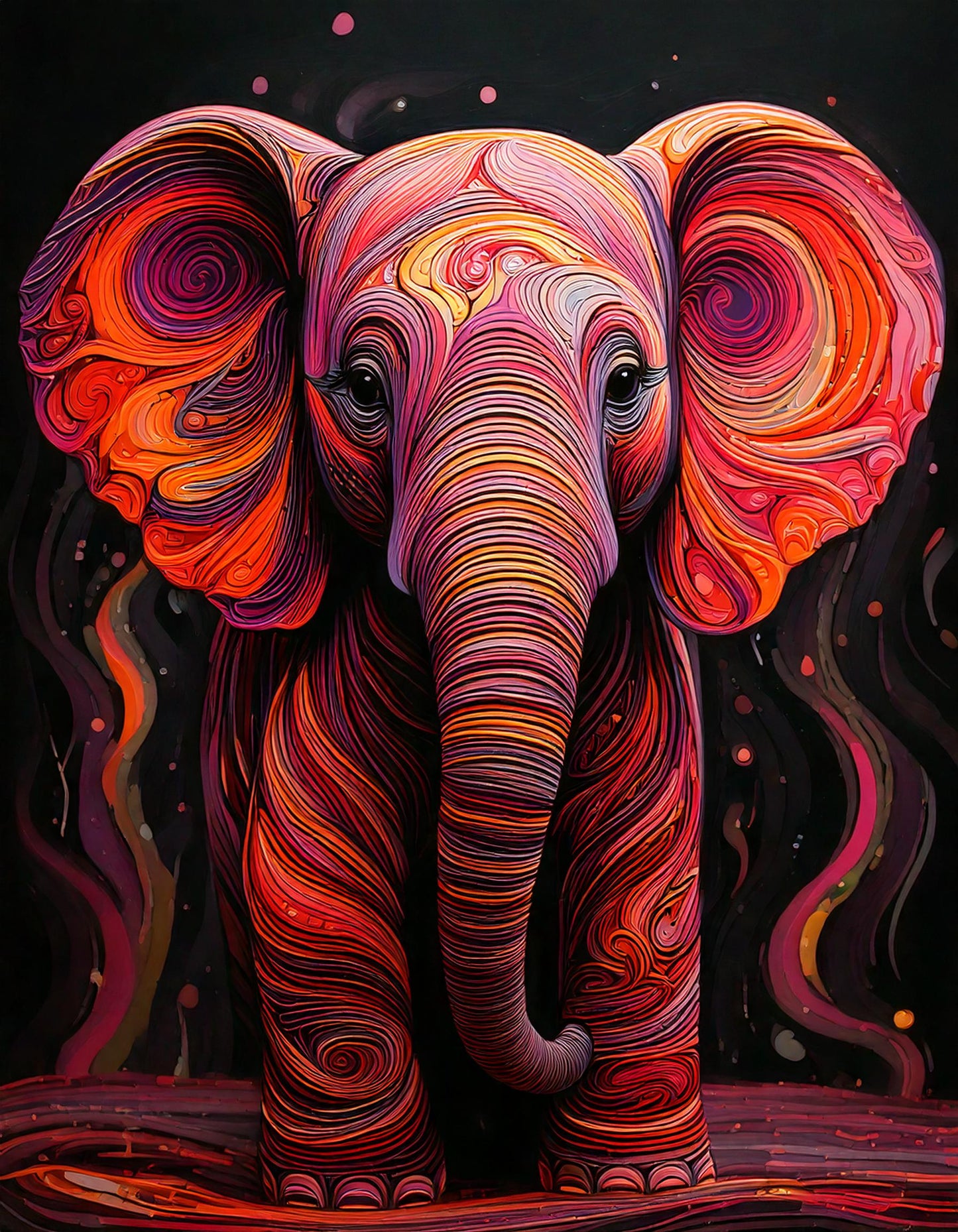 Bewitching elephant with swirls of colors | Jean-Pierre Prieur