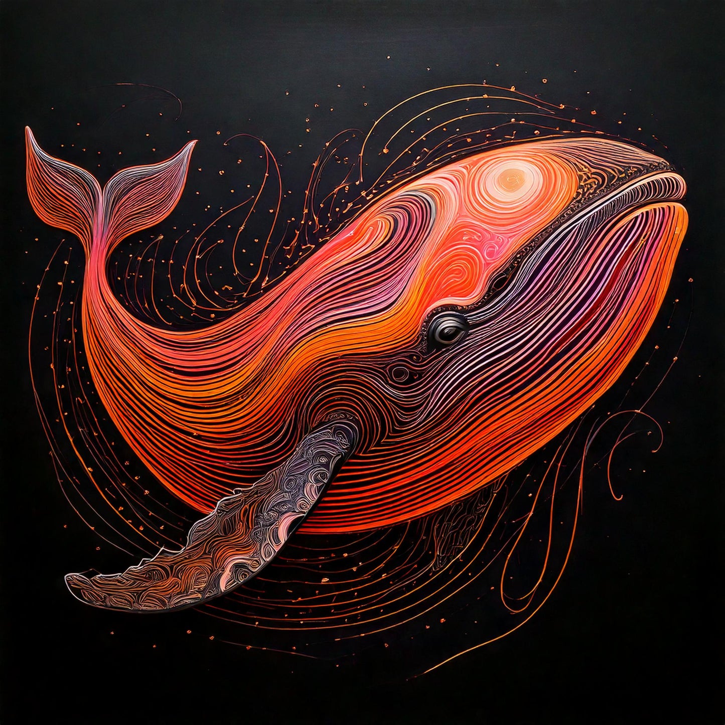 Baleine Incandescente Élégante : illustration par Jean-Pierre Prieur