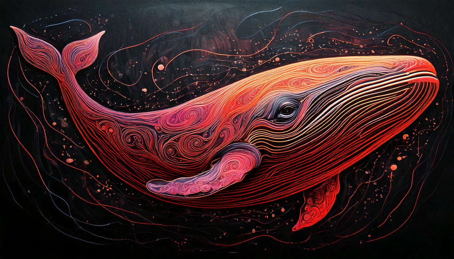 Baleine Rouge Lumineuse : illustration par Jean-Pierre Prieur