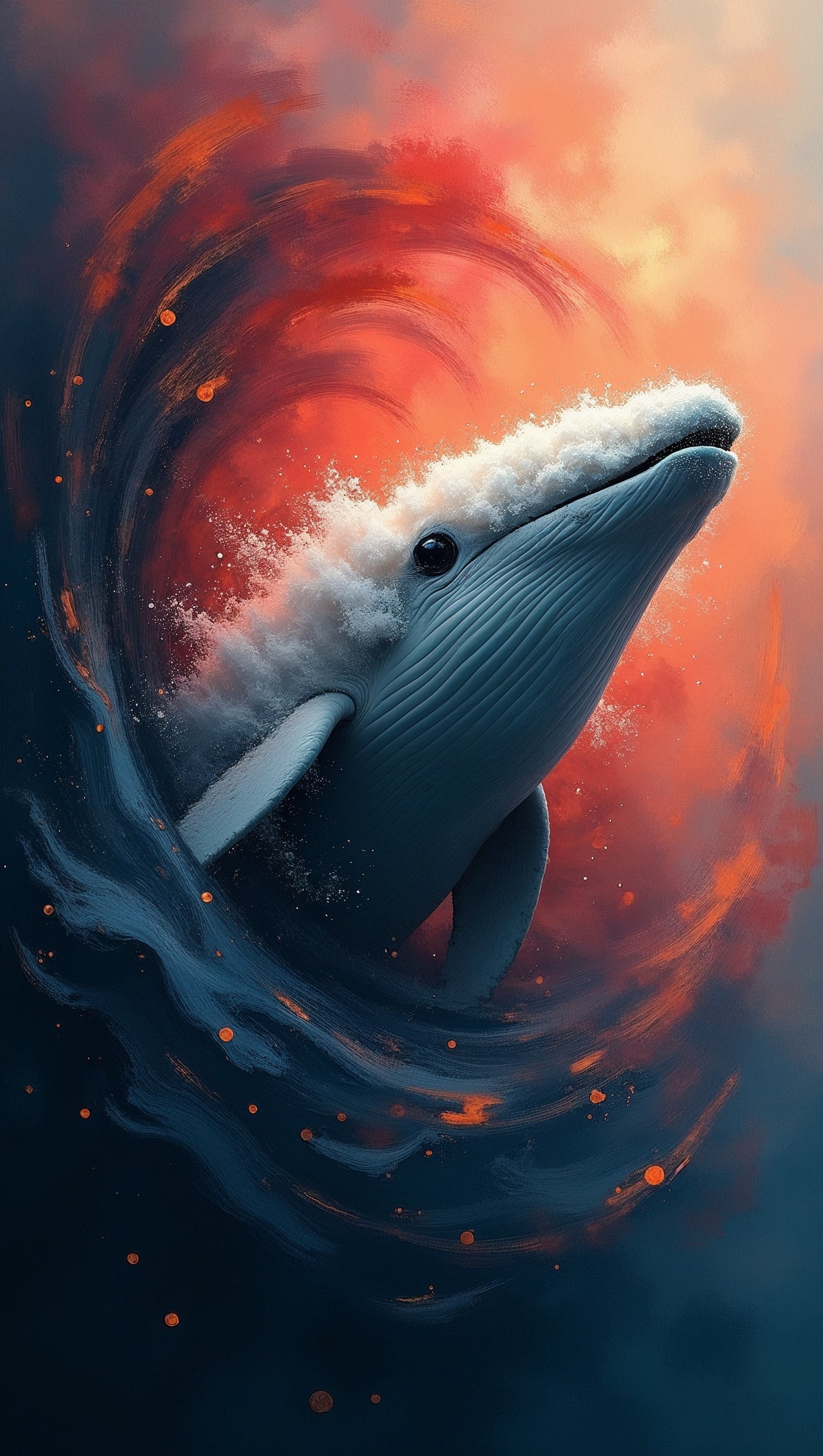 Ballena en el corazón de una ola: ilustración de Jean-Pierre Prieur