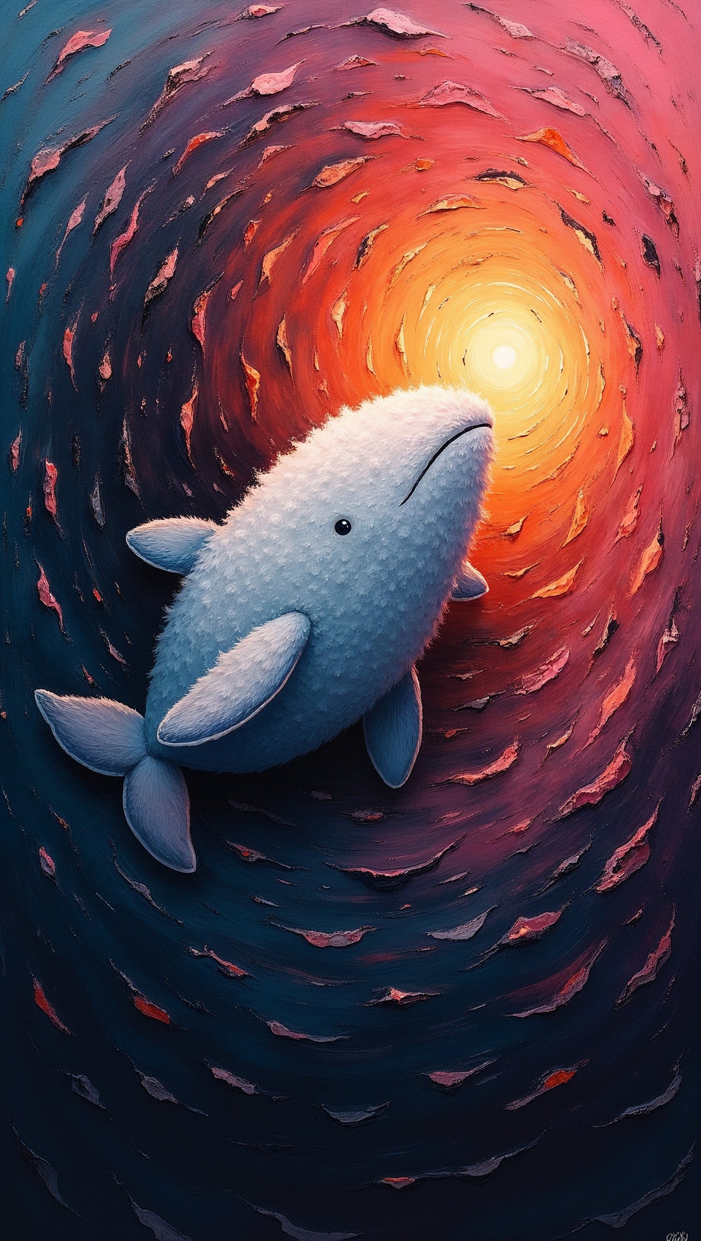 Ballena flotando al sol: ilustración