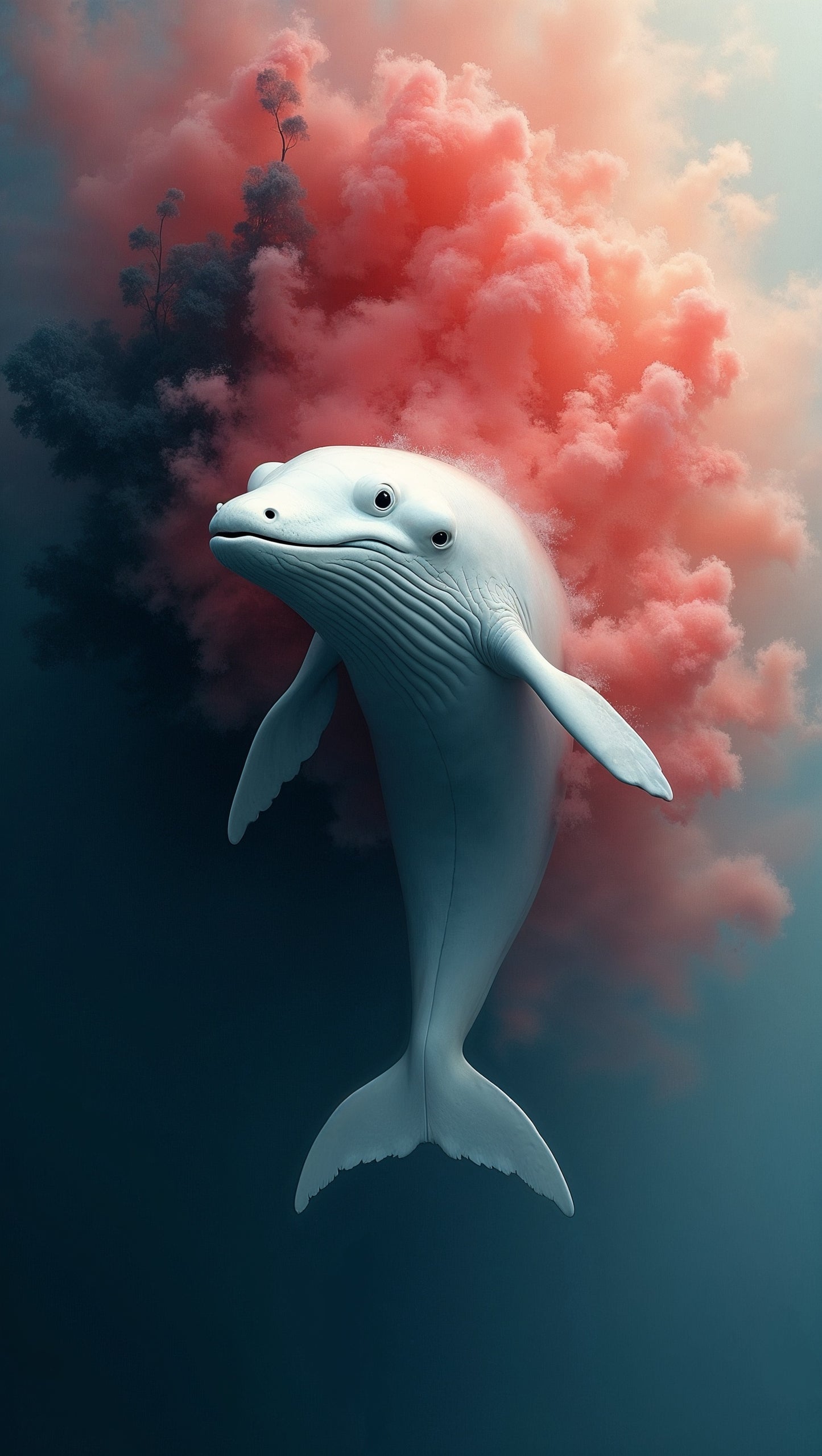 Ballena blanca y nube: ilustración