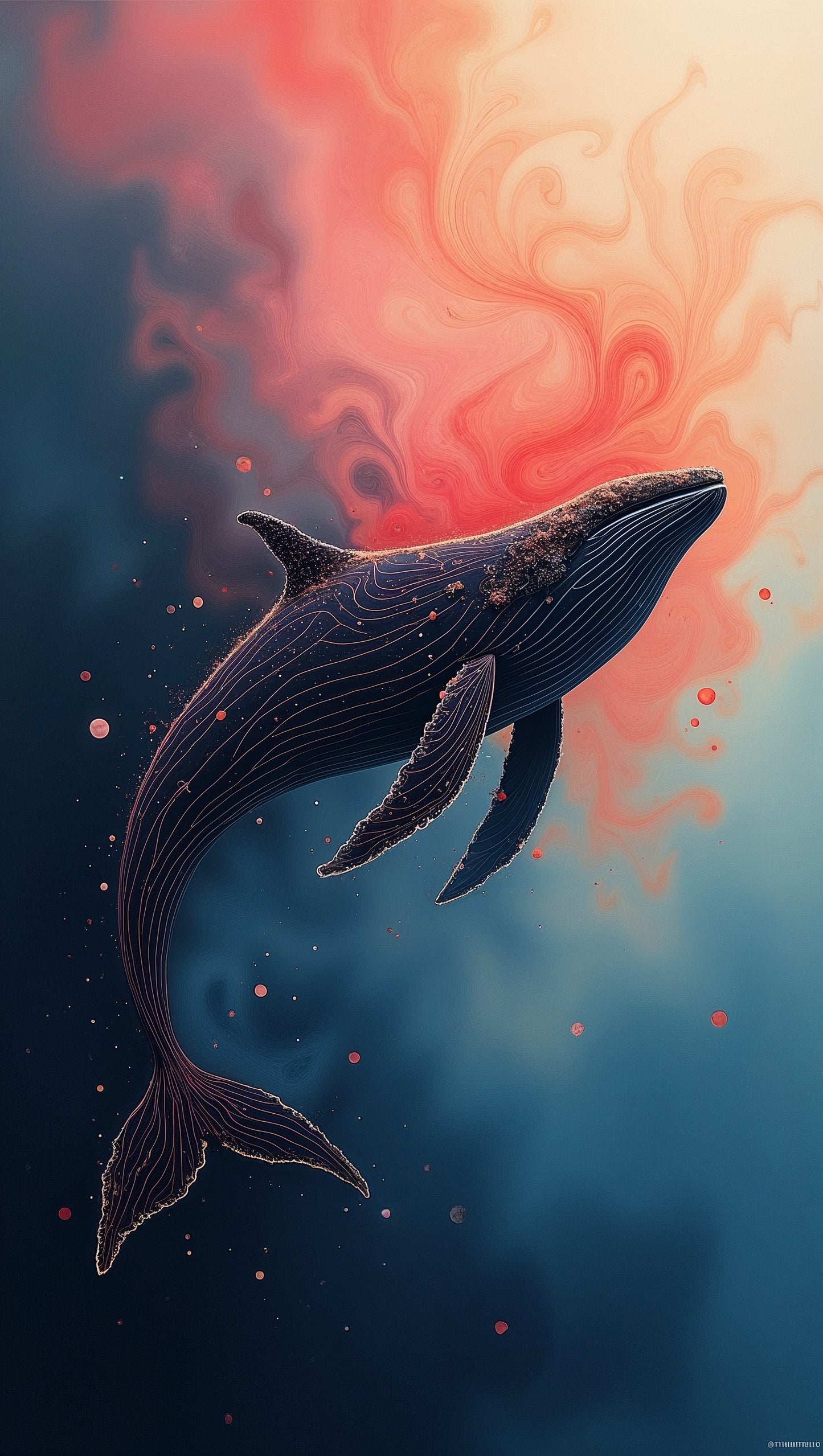 Ballena graciosa y colores: ilustración