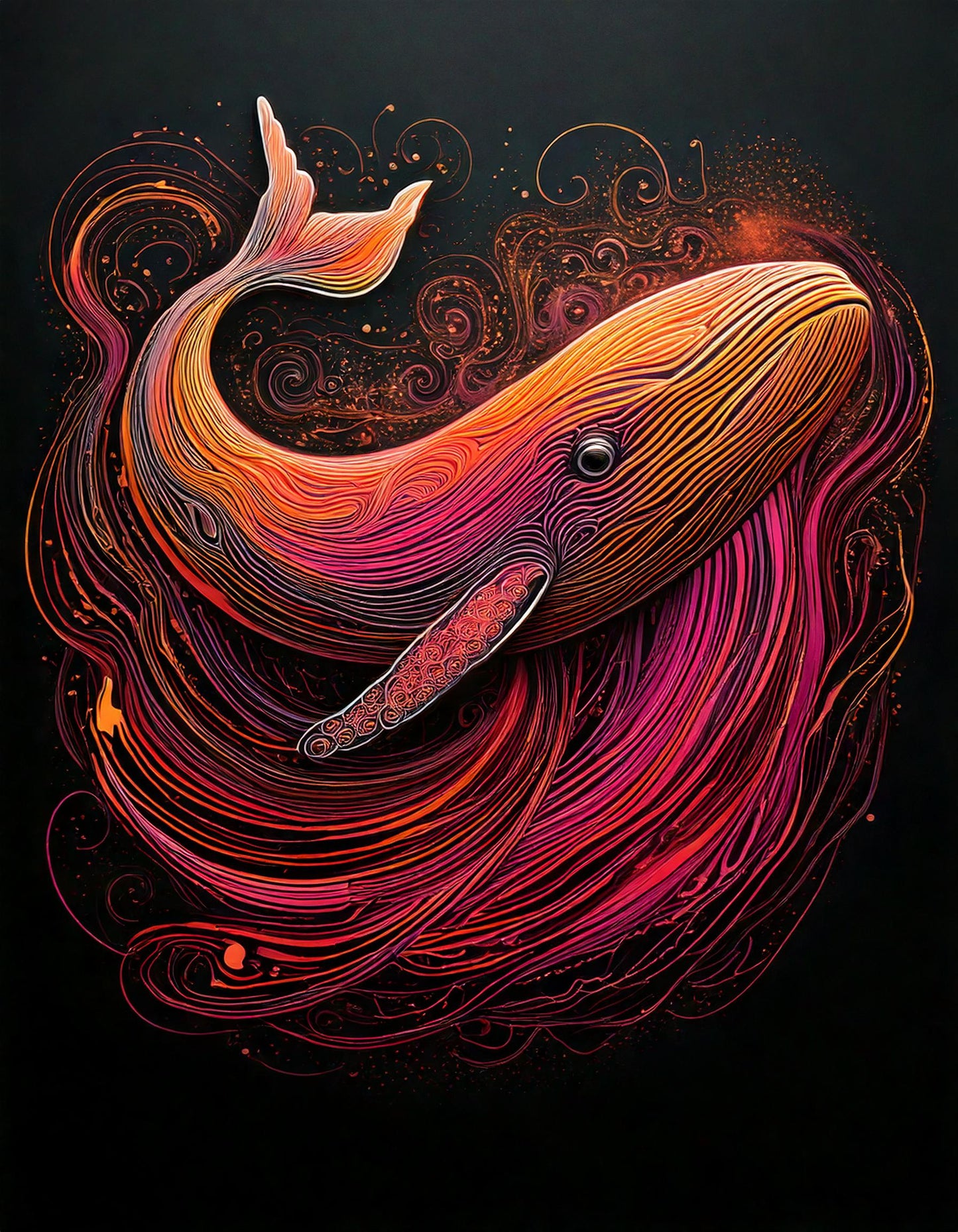 Ballena con olas místicas: ilustración de Jean-Pierre Prieur