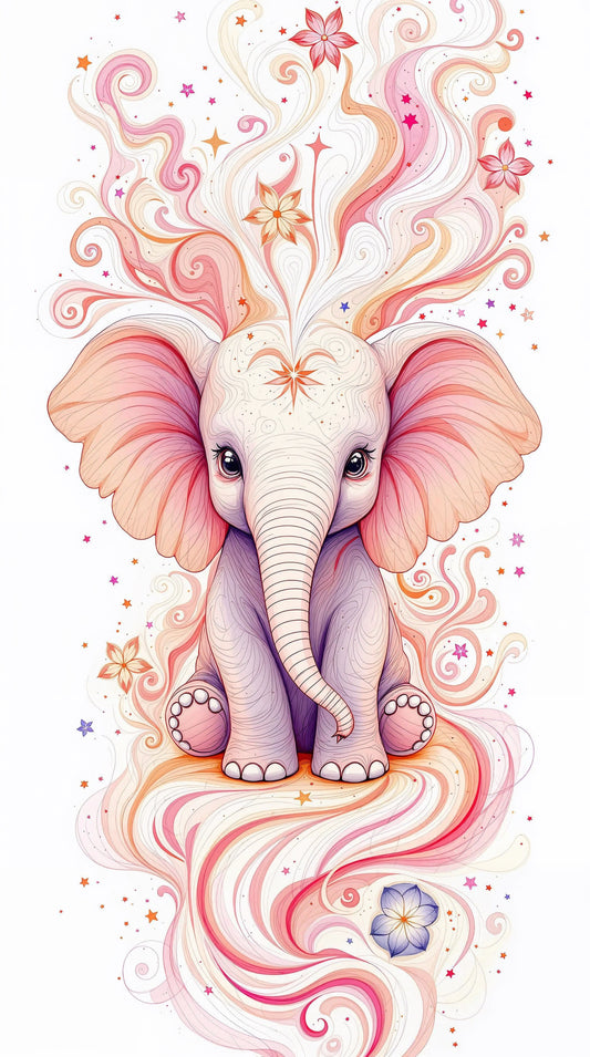 Elegancia floral del elefante: ilustración