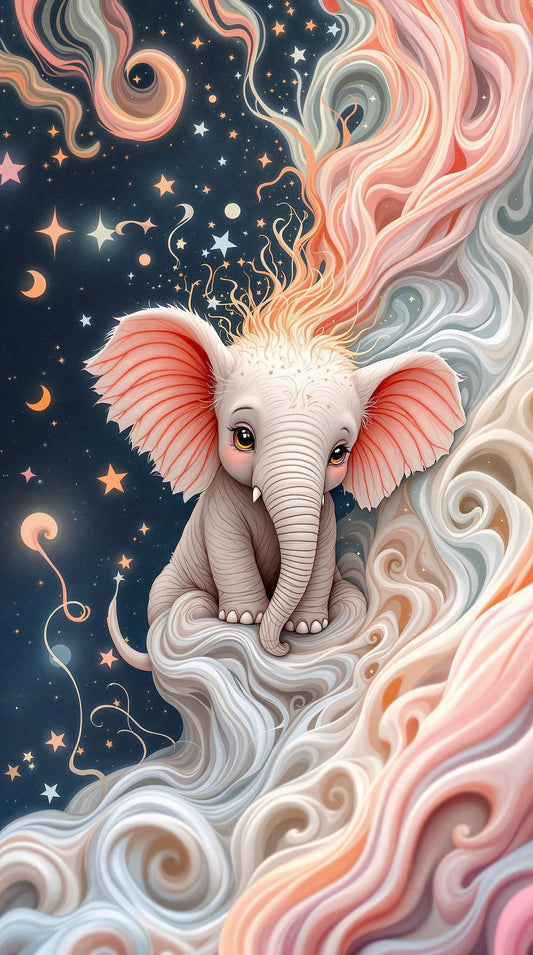 Ilustración: El encanto de un elefante estrellado