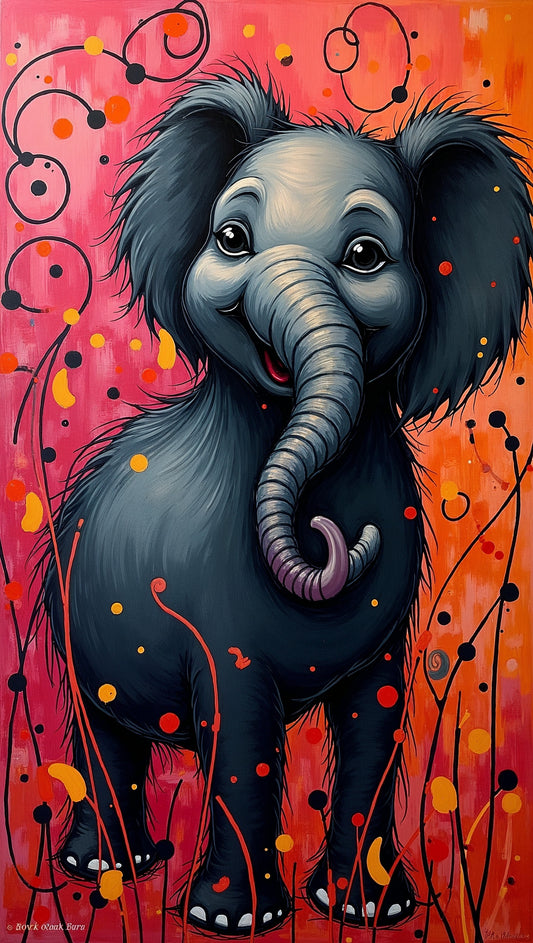 Elefante de fantasía con remolinos de colores | Jean-Pierre Prieur - El arte místico