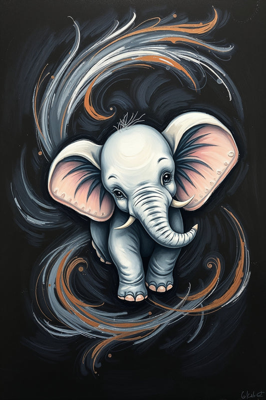 Elegancia del elefante giratorio: pintura digital