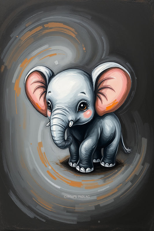 Elefante bebé con corazón vibrante: pintura digital