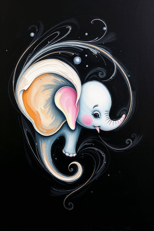 Ilustración: Danza de un elefante místico