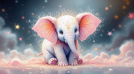 Elefante celestial y soñador: ilustración