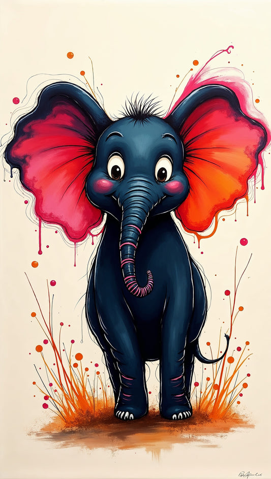 Elefante feliz y hierba vivaz | Jean-Pierre Prieur - El arte místico