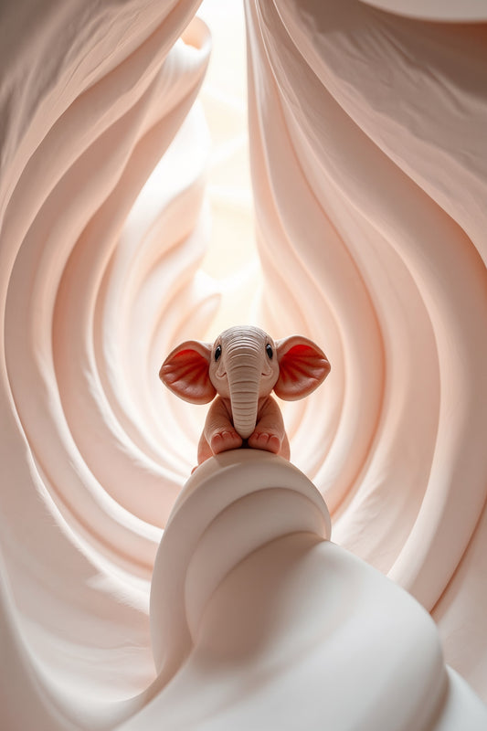 Cría de elefante en un capullo luminoso: Pintura digital