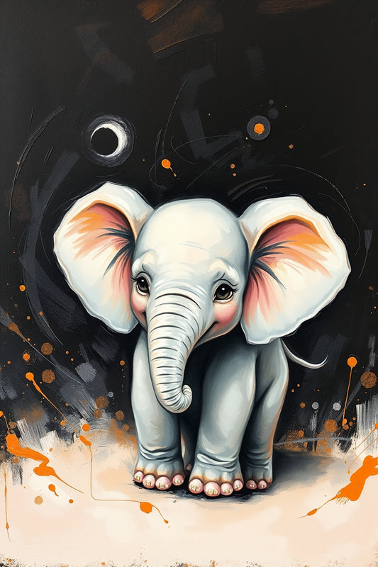 Ilustración: Elefante y fragmentos celestiales