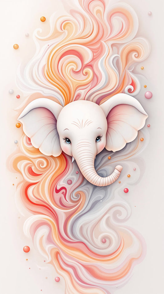 Elefante y remolino pastel