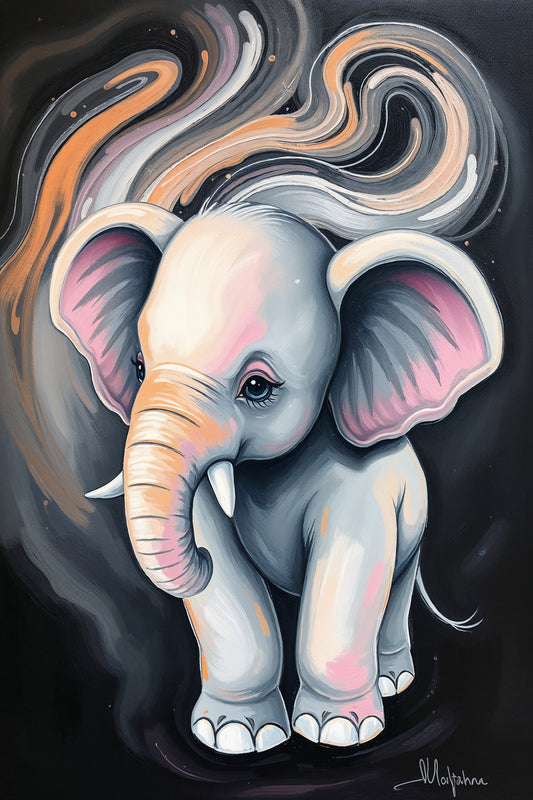 Elefante brillante y expresivo: ilustración