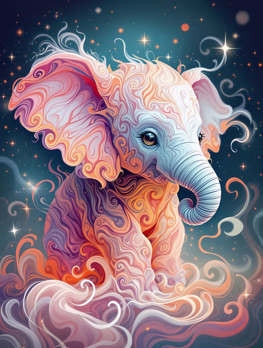 Elegancia colorida del elefante