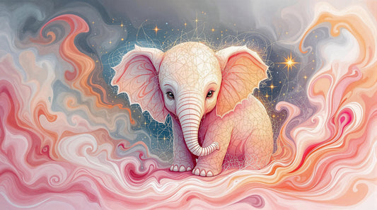 Ilustración de la elegancia del elefante en tonos pastel