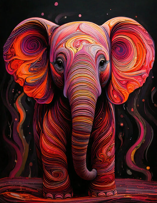 Elefante fascinante con remolinos de colores | Jean-Pierre Prior 